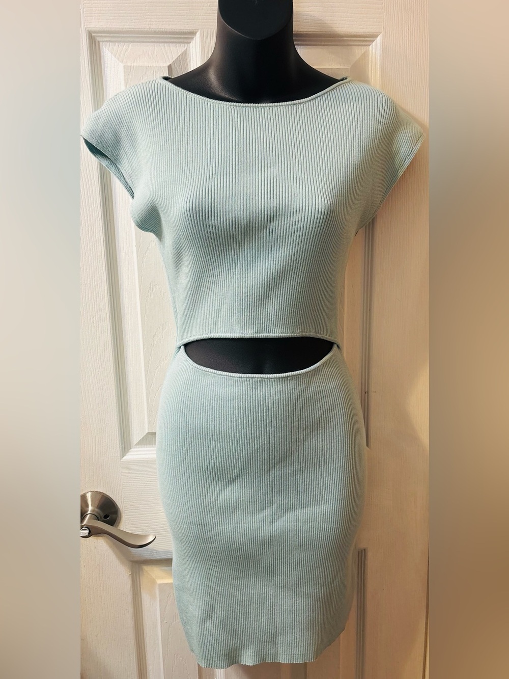 Women’s Mint Cutout Ribbed Mini Dress